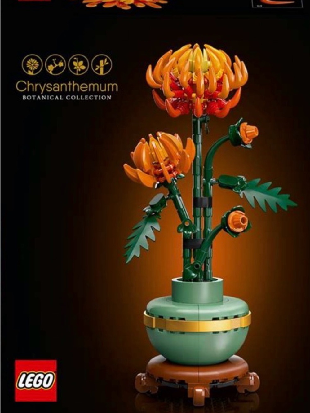 Lego Orange Chrysanthemum Floral kit- No box, only pieces